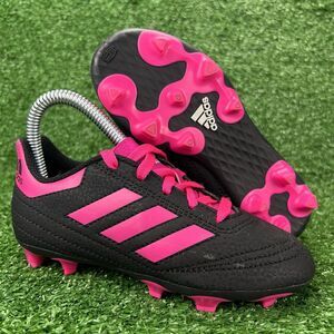 Adidas Goletto VI Soccer Cleats Youth 11K Black Pink Lace Up G26368 Firm Ground
